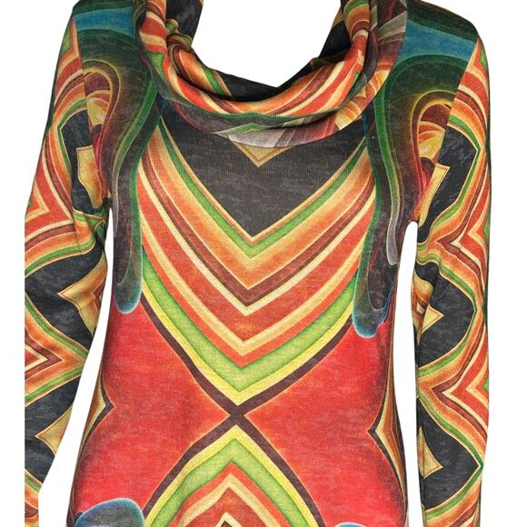 Amma Designs Multi colored cowl neck long tunic/dress size small - Picture 2 of 7